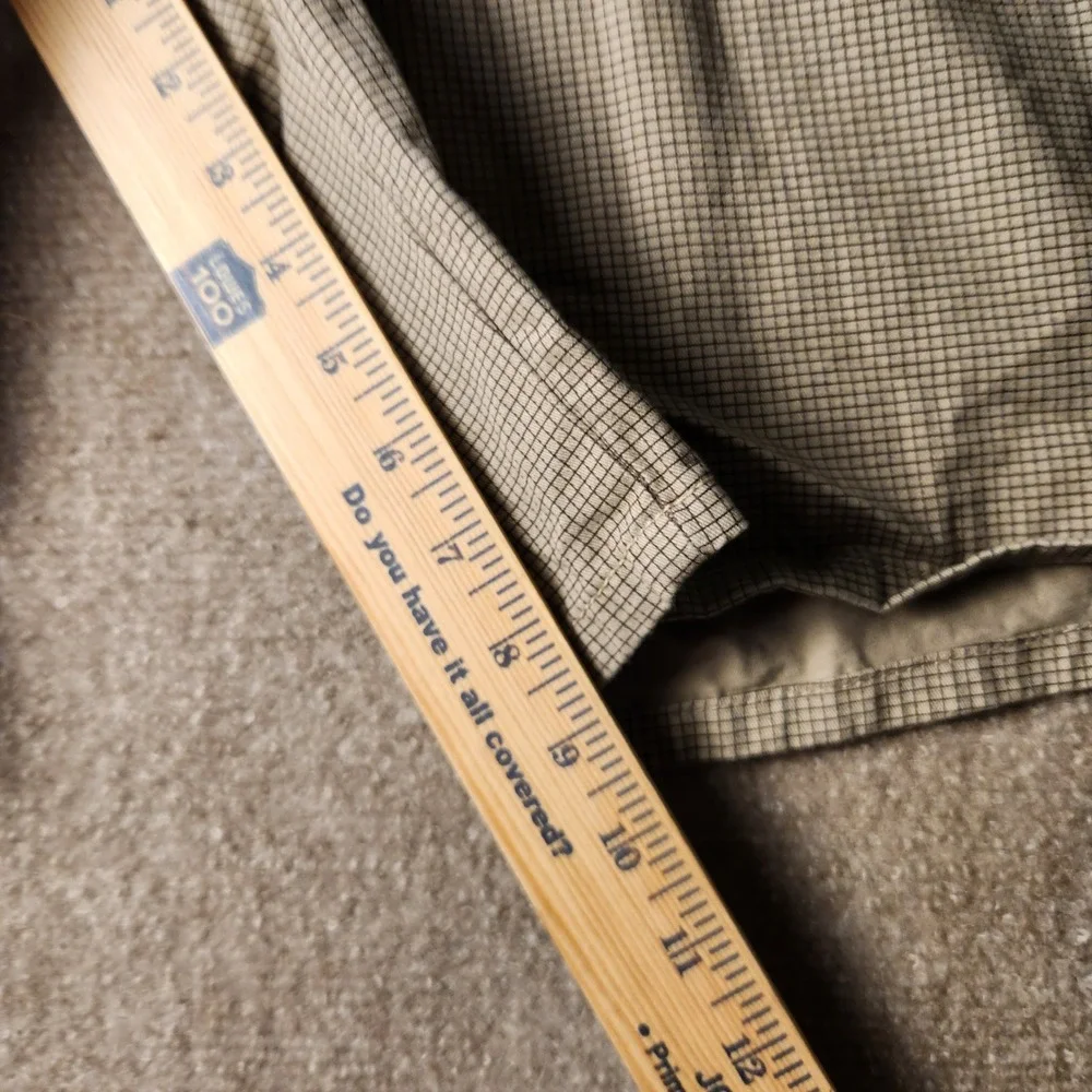Ocean Pacific Grid Shorts Mens Tan Black Excellent Flat Front Check‎